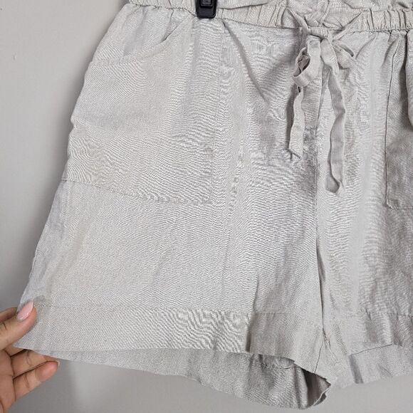 Beige linen shorts, 100% linen St-Tropez west size L - Picture 3 of 6